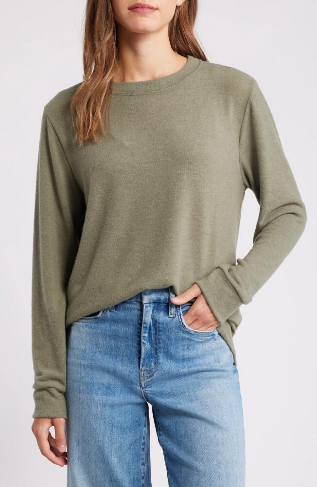 Loveappella Crewneck Brushed Jersey Top in Olive Cover