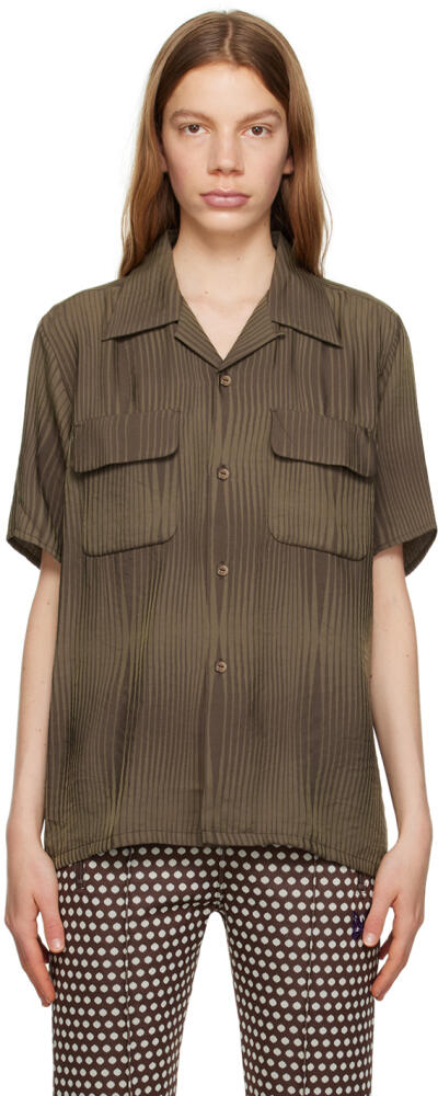 NEEDLES Brown Wave Stripe Shirt Cover