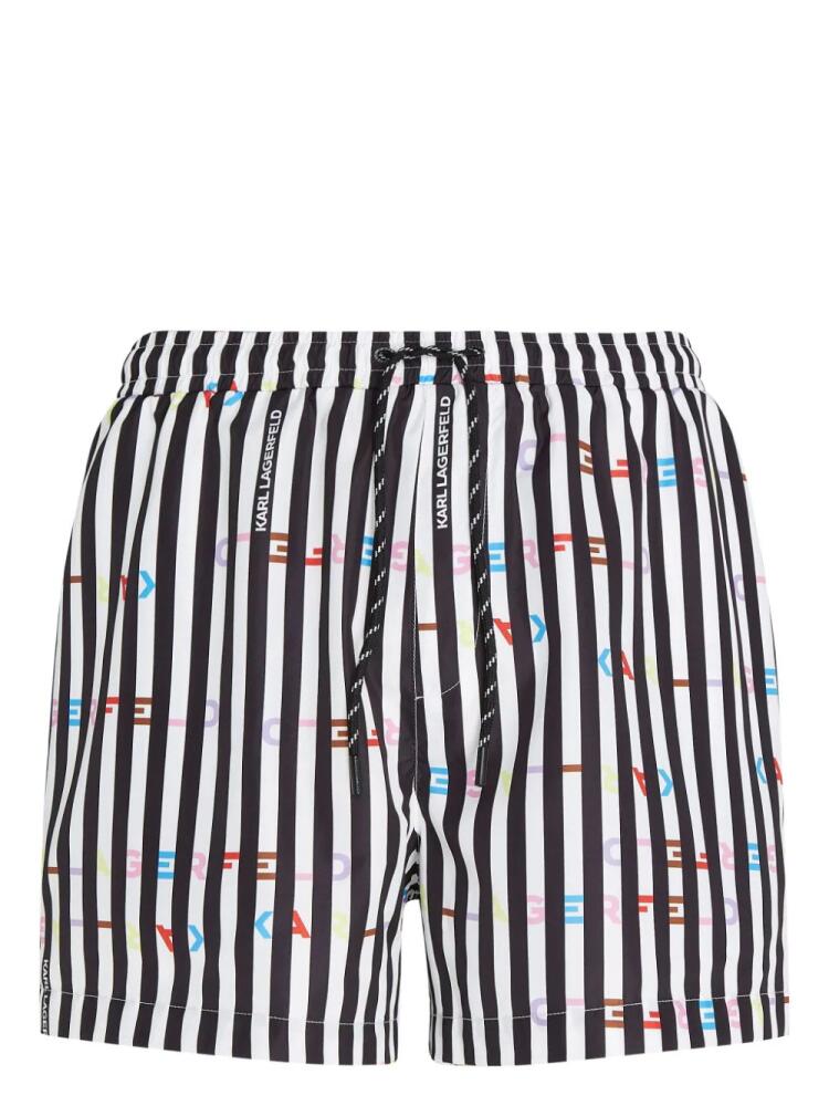 Karl Lagerfeld logo-print striped swim shorts - Black Cover