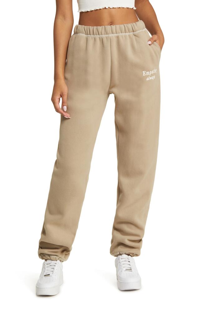 THE MAYFAIR GROUP Empathy Always Embroidered Sweatpants in Tan Cover