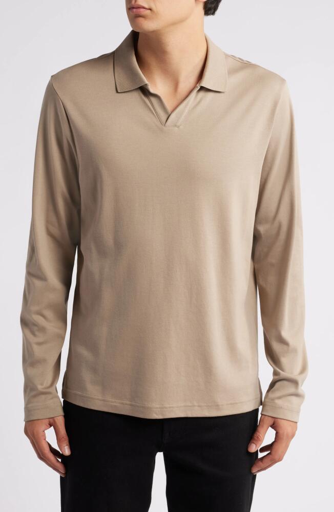 Nordstrom Clean Long Sleeve Pima Cotton Polo in Tan Desert Cover