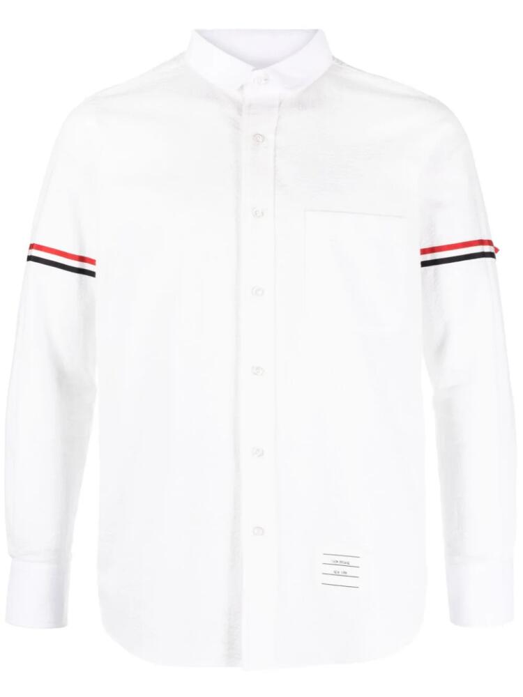 Thom Browne armband-detail seersucker cotton shirt - White Cover