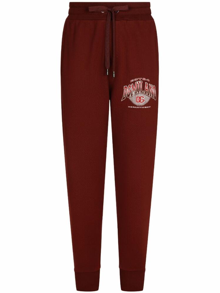 Dolce & Gabbana logo-print cotton track pants - Red Cover