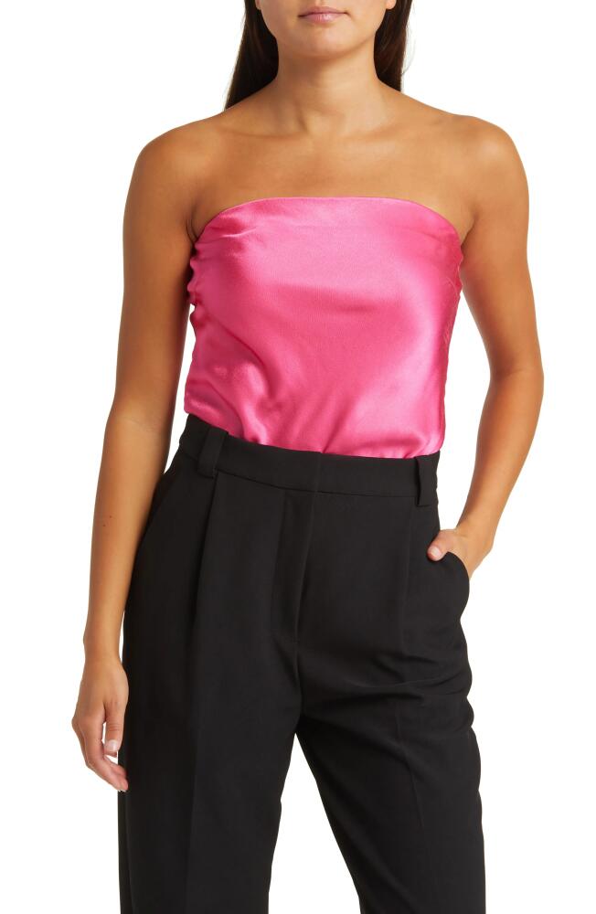 Sophie Rue Riviera Strapless Satin Top in Hot Pink Cover