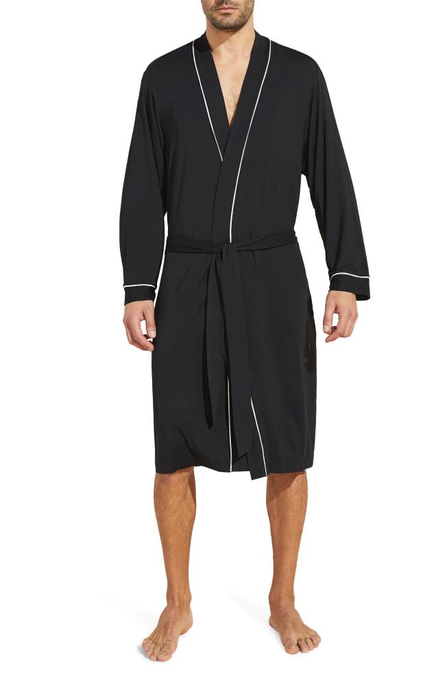 Eberjey William Lightweight Jersey Knit Robe in Black/Ivory Cover