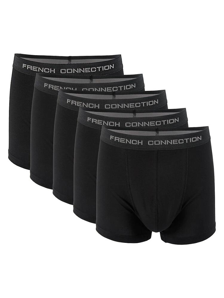 French Connection Men's 5-Pack Logo Waist Boxer Briefs - Black Cover