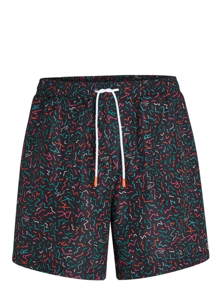 Karl Lagerfeld geometric-print swim shorts - Black Cover