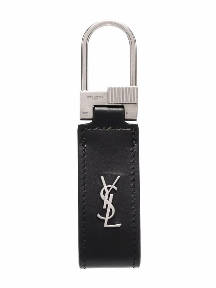 Saint Laurent Cassandre leather keyring - Black Cover