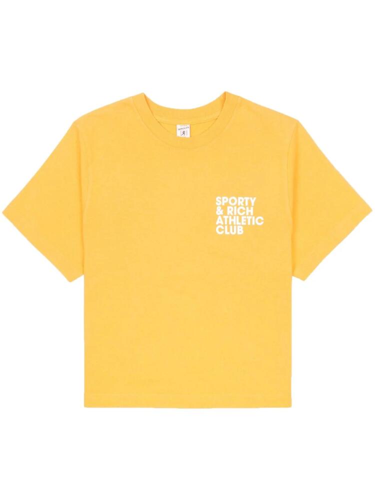 Sporty & Rich logo-print cropped T-shirt - Yellow Cover