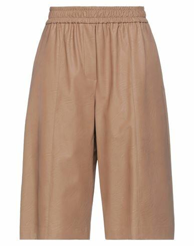 Nude Woman Shorts & Bermuda Shorts Camel Polyurethane, Viscose Cover