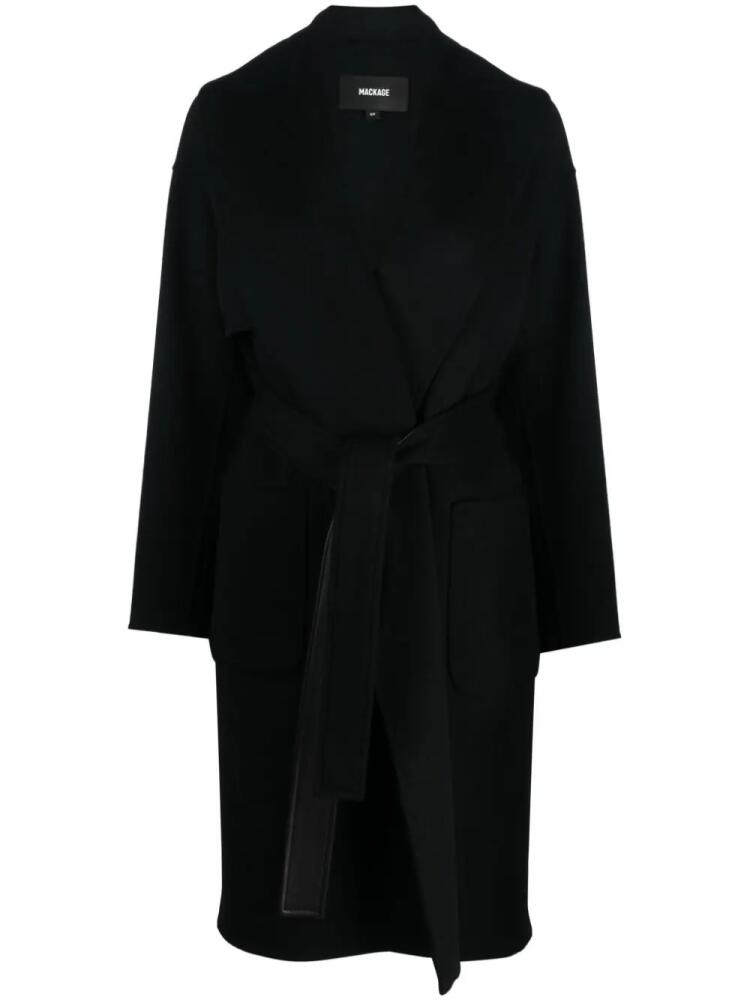 Mackage shawl-lapels belted wool coat - Black Cover