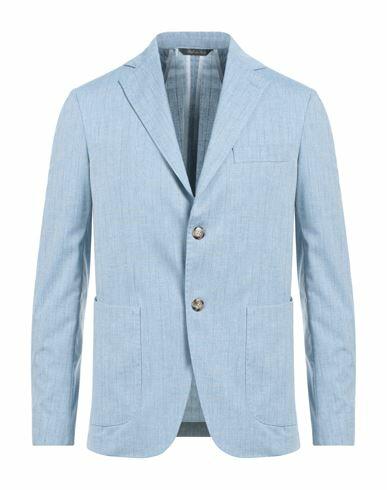 Takeshy Kurosawa Man Blazer Sky blue Polyester, Viscose, Elastane Cover