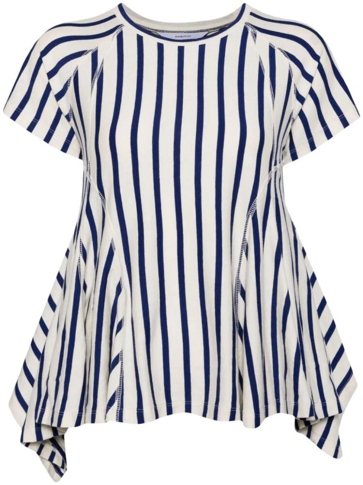 pushBUTTON Stripe Flared Hem T-shirt - Blue Cover