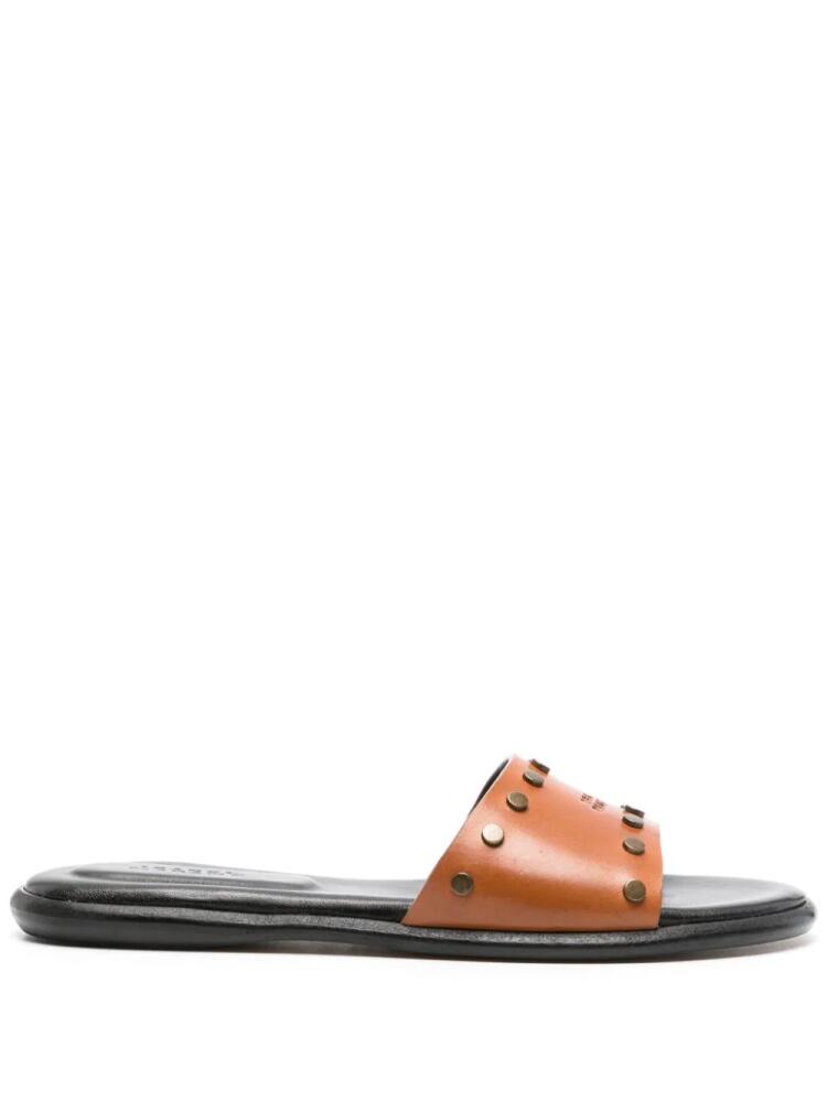 ISABEL MARANT logo-debossed studded slides - Brown Cover