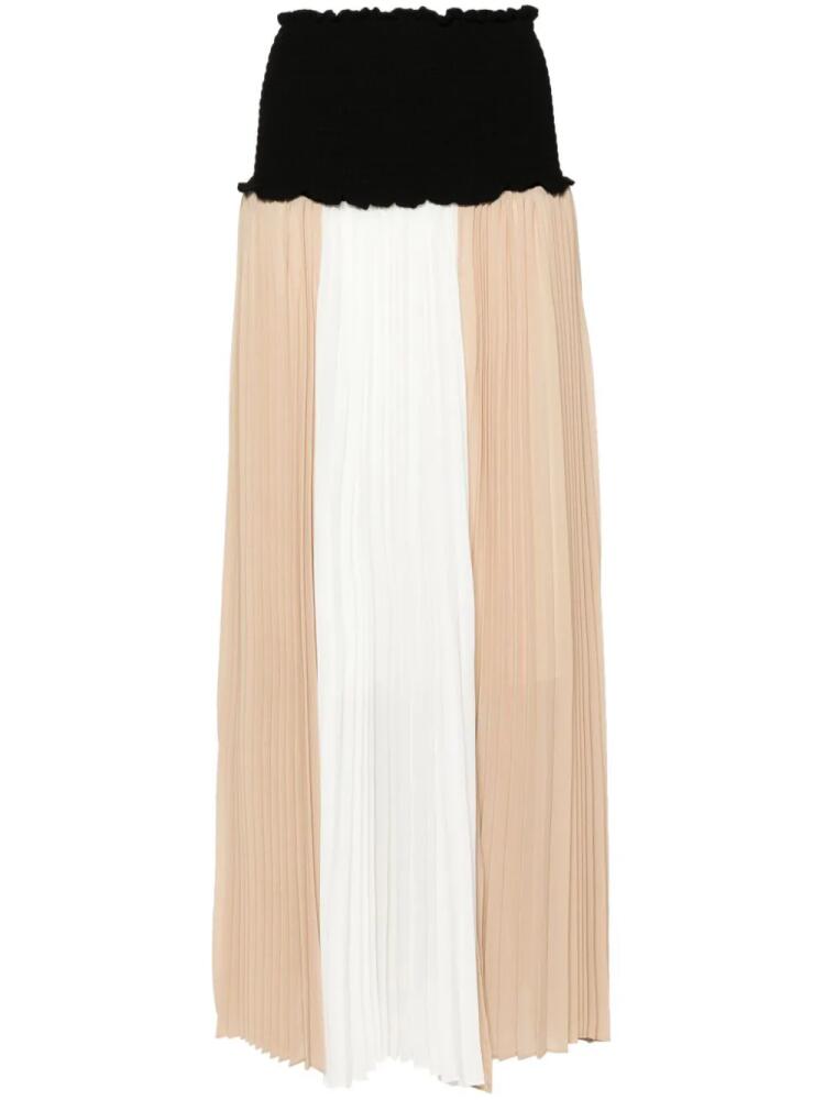 TWINSET colour-block pleated midi dress - Neutrals Cover