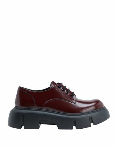 8 By Yoox Polished Chunky Lace-up Woman Lace-up shoes Burgundy Calfskin Cover