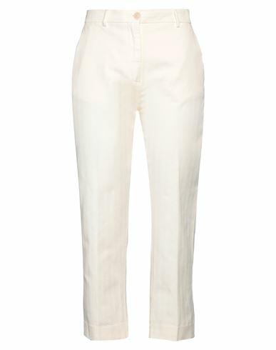 Pence Woman Pants Ivory Cotton, Linen, Elastane Cover