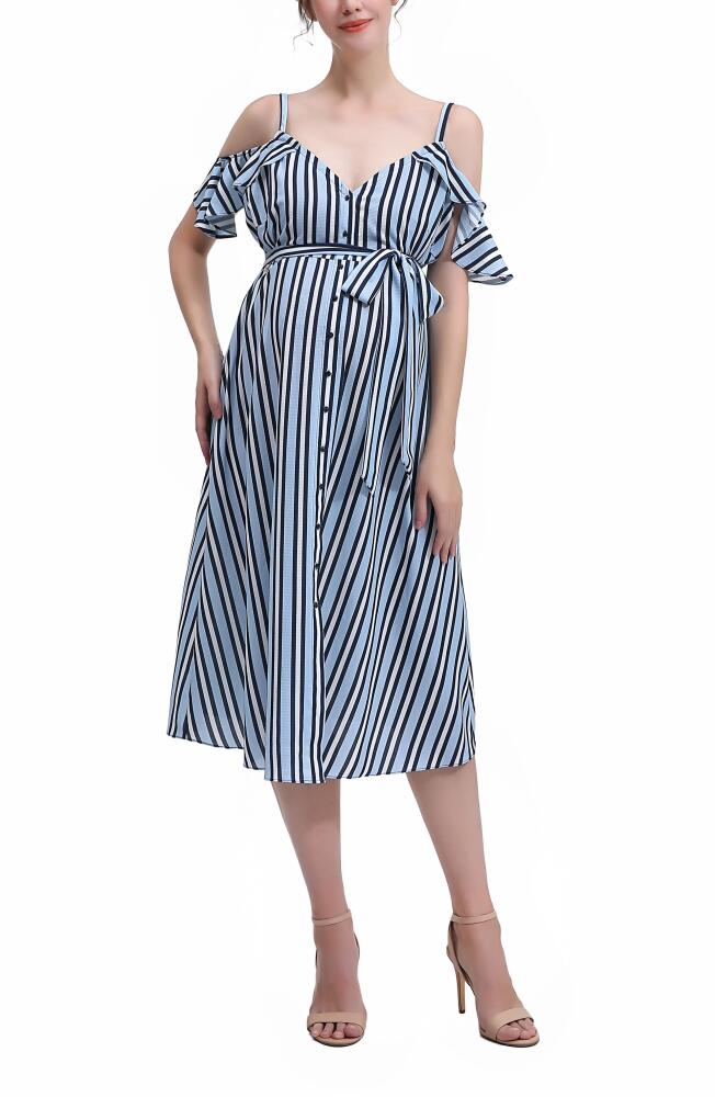 Kimi and Kai Hayley Cold Shoulder Maternity/Nursing Sundress in Blue Cover