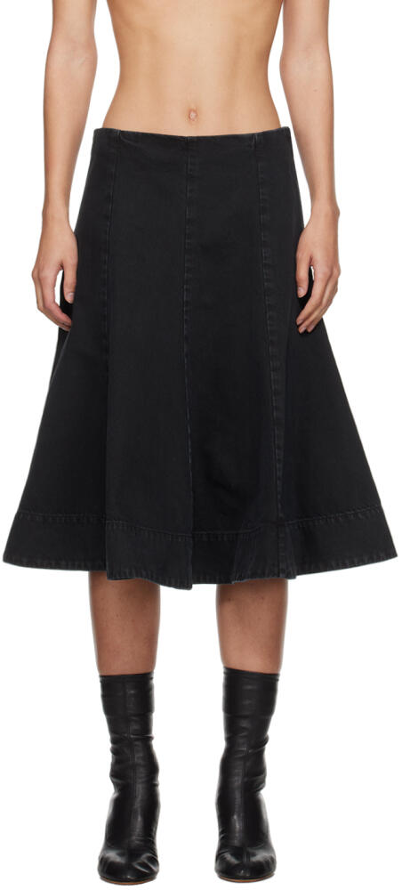 KHAITE Black Lennox Midi Skirt Cover