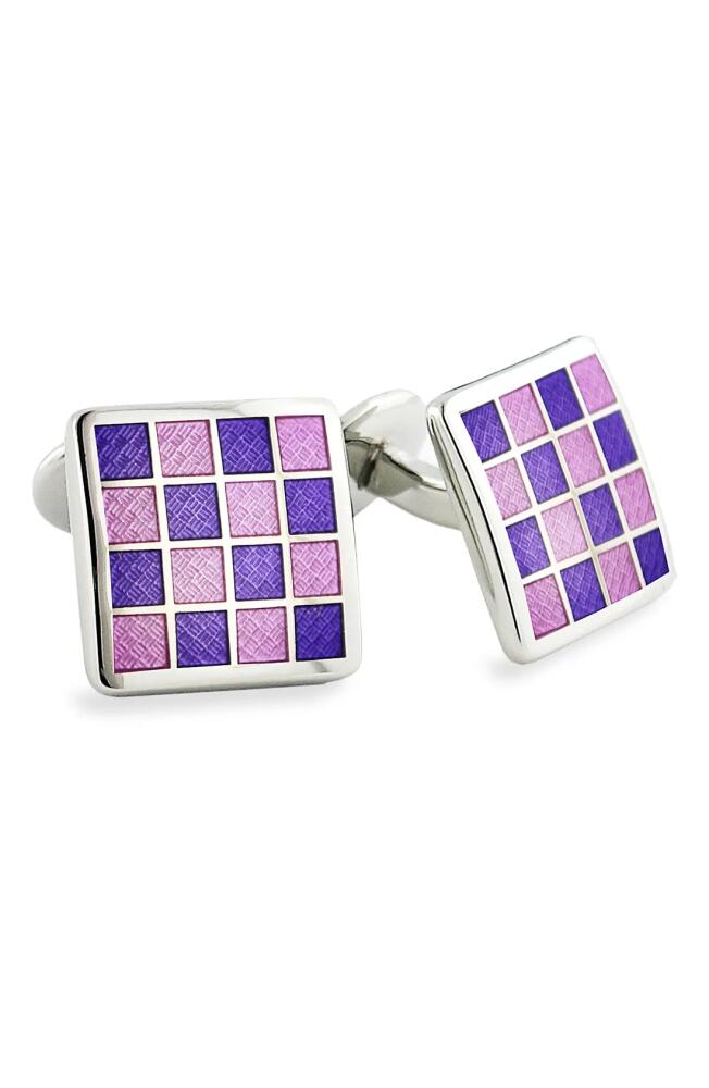 David Donahue Enamel Check Cuff Links in Purple Cover