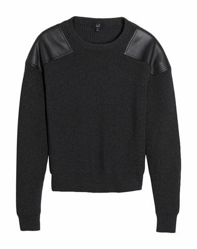 Dunhill Man Sweater Steel grey Merino Wool, Calfskin Cover