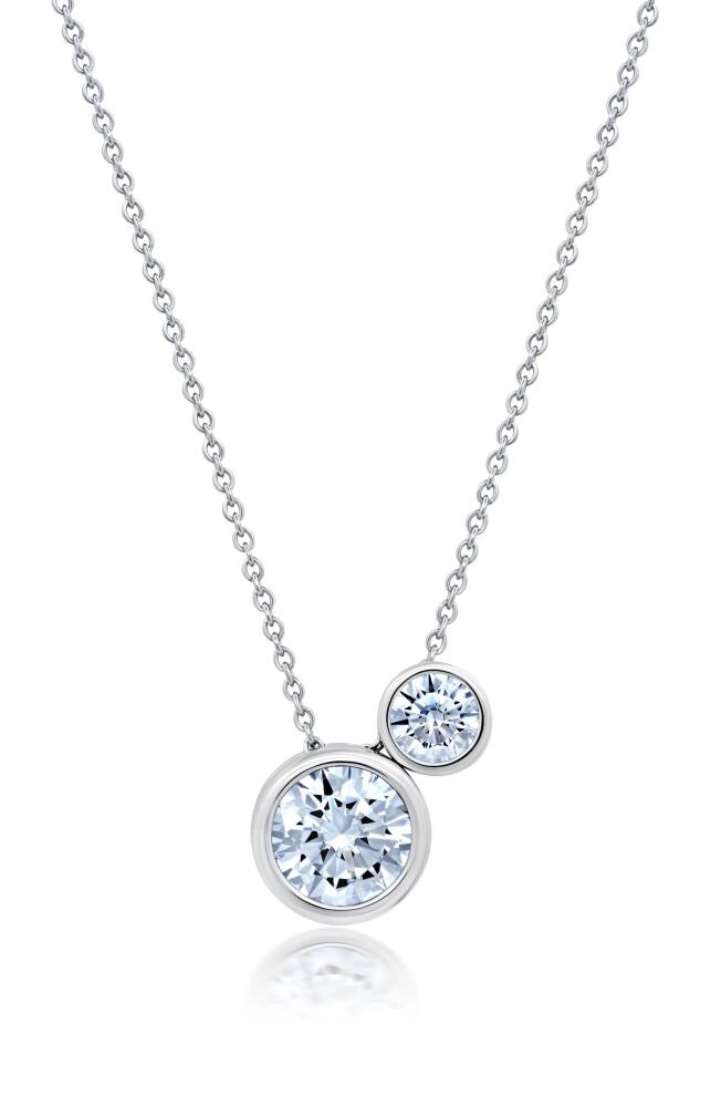 Crislu Cubic Zirconia Two-Stone Pendant Necklace in Silver Cover