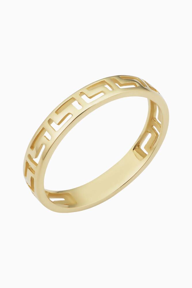 Oradina 14K Yellow Gold Greek Key Band Ring Cover