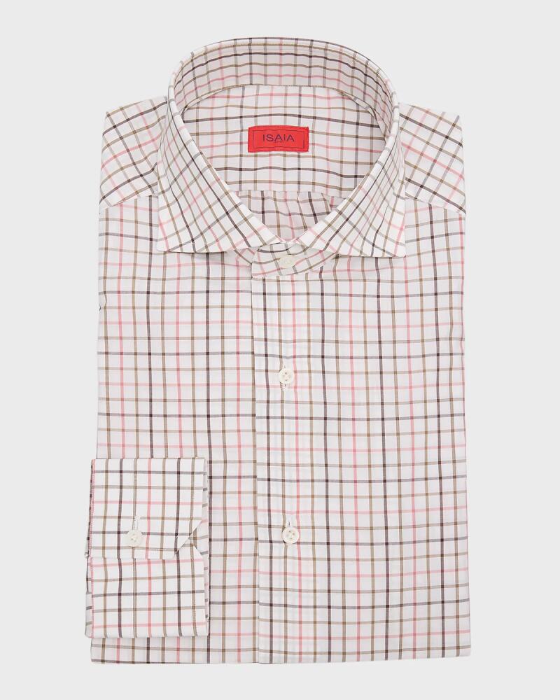 Isaia Men's Graph Check Dress Shirt Cover