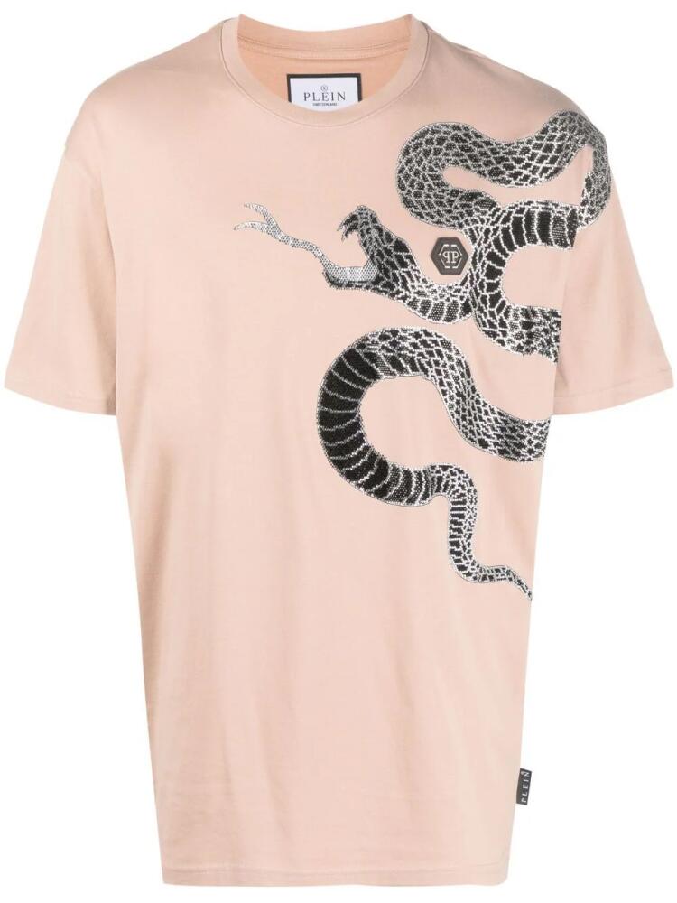 Philipp Plein embellished snake-print T-shirt - Neutrals Cover