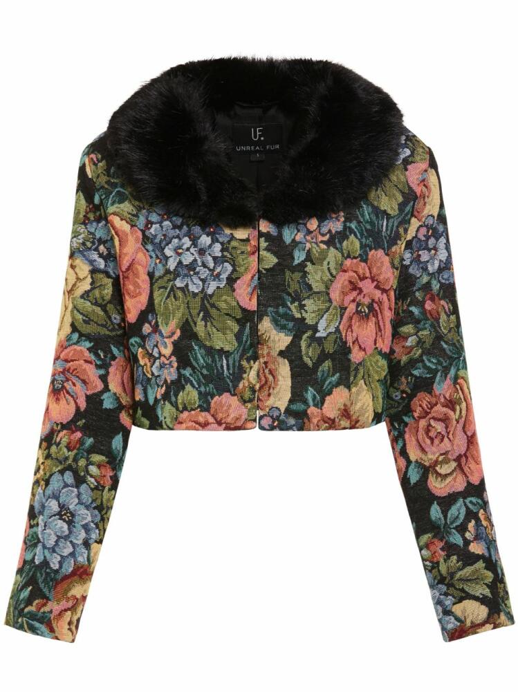 Unreal Fur Monarch floral-print cropped jacket - Green Cover