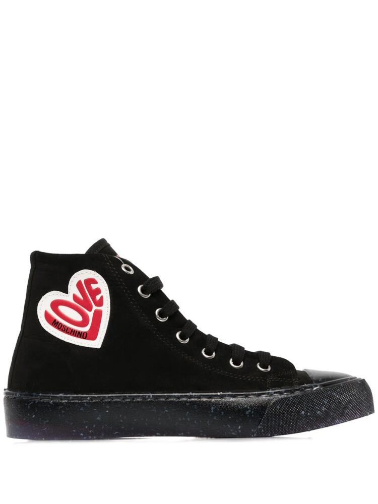 Love Moschino logo-patch high top sneakers - Black Cover