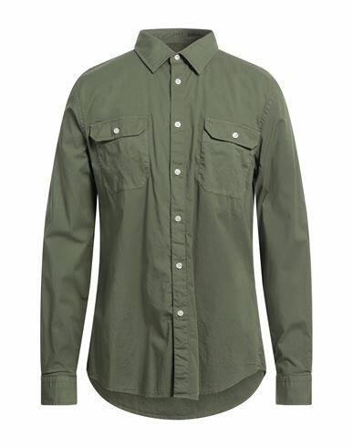 North Sails Man Shirt Military green Cotton, Elastane Cover