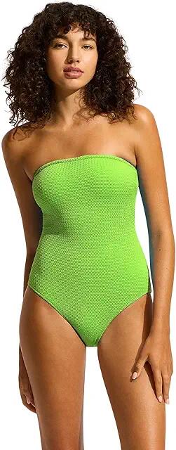 Seafolly Sea Dive Bandeau One Piece (Jasmine Green) Women's Swimsuits One Piece Cover