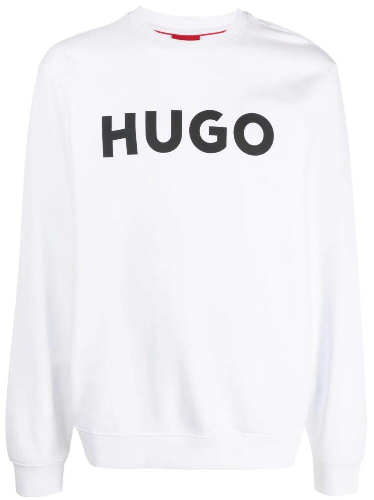 HUGO logo-print cotton sweatshirt - White Cover