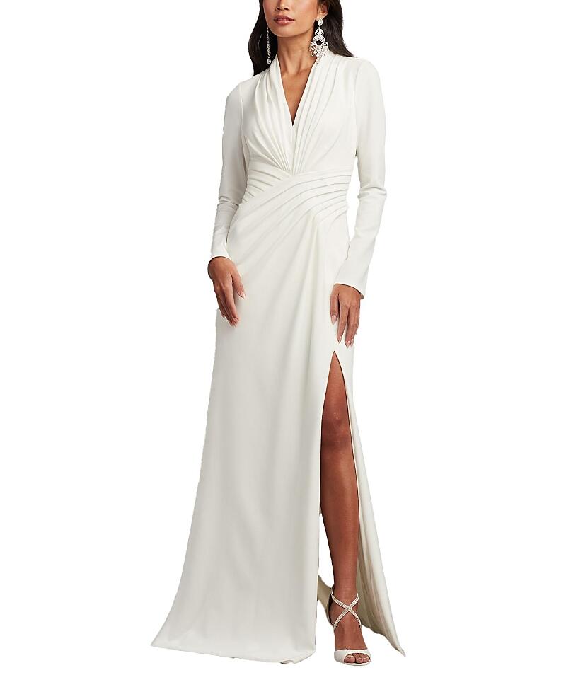 Tadashi Shoji Pullman Draped High Slit Gown Cover