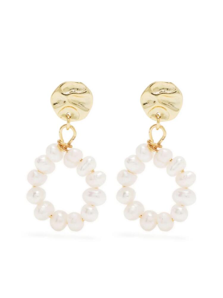 Hzmer Jewelry pearl-circle dangle earrings - White Cover