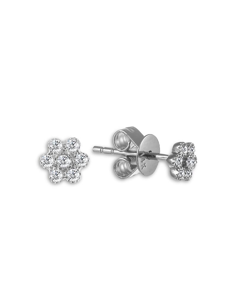 Meira T 14K White Gold Diamond Flower Stud Earrings Cover