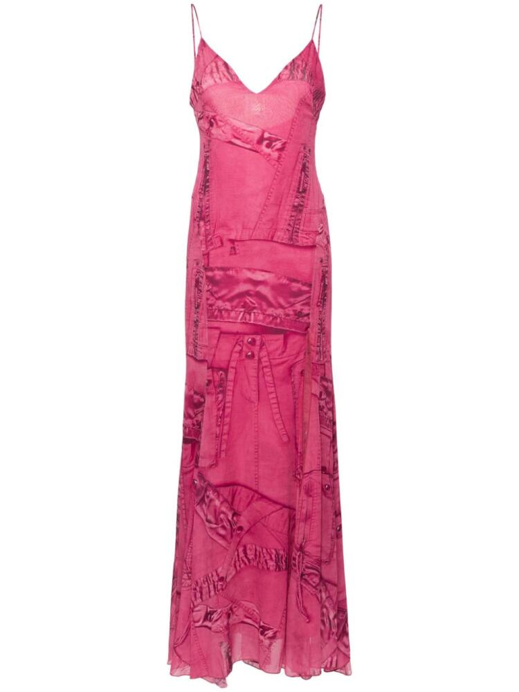 Blumarine cargo-print chiffon gown - Pink Cover