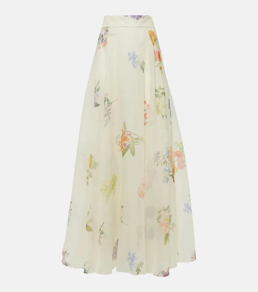 Zimmermann Natura floral linen and silk organza maxi skirt Cover