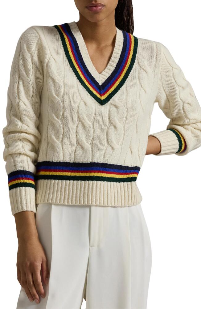 Polo Ralph Lauren Wool & Cashmere Cable Cricket Sweater in Cricket Cream Cover