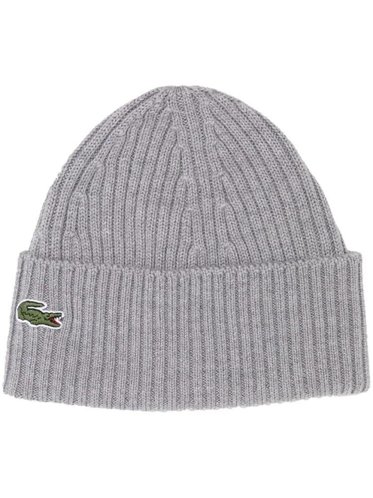 Lacoste Crocodile-patch wool beanie - Grey Cover