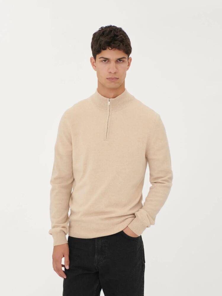 Gobi Cashmere Half Zip Polo in Beige Cover