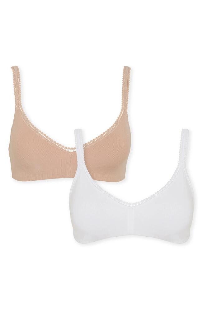 On Gossamer 2-Pack Cabana Cotton Bralettes in Champagne/White Cover