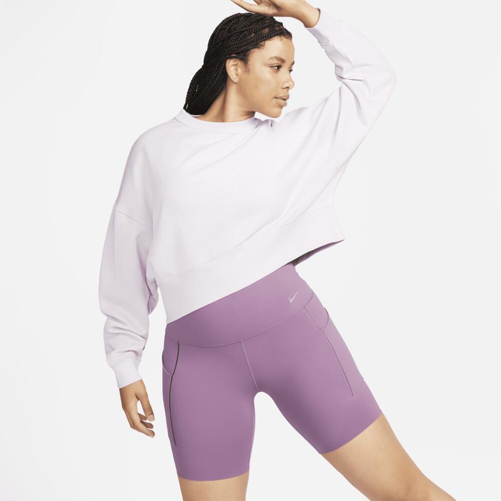 Nike Women's Universa Medium-Support High-Waisted 8" Biker Shorts with Pockets in Purple Cover