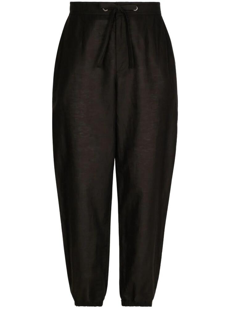 Dolce & Gabbana logo-patch drawstring-waist trousers - Black Cover