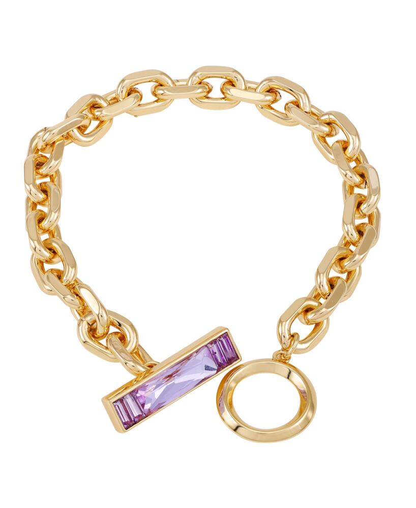 Vince Camuto Gold-Tone Glass Stone Toggle Chain Bracelet - Gold Cover