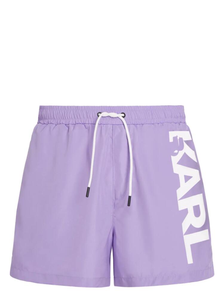 Karl Lagerfeld logo-print swim shorts - Purple Cover