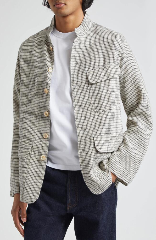 Drake's Check Linen Forestiere Jacket in Ecru And Navy Cover