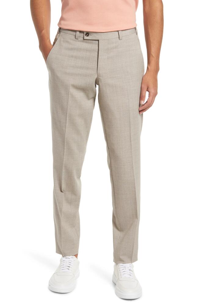 Ted Baker London Men's Jerome Soft Constructed Trim Fit Flat Stretch Wool Pants in Tan Cover