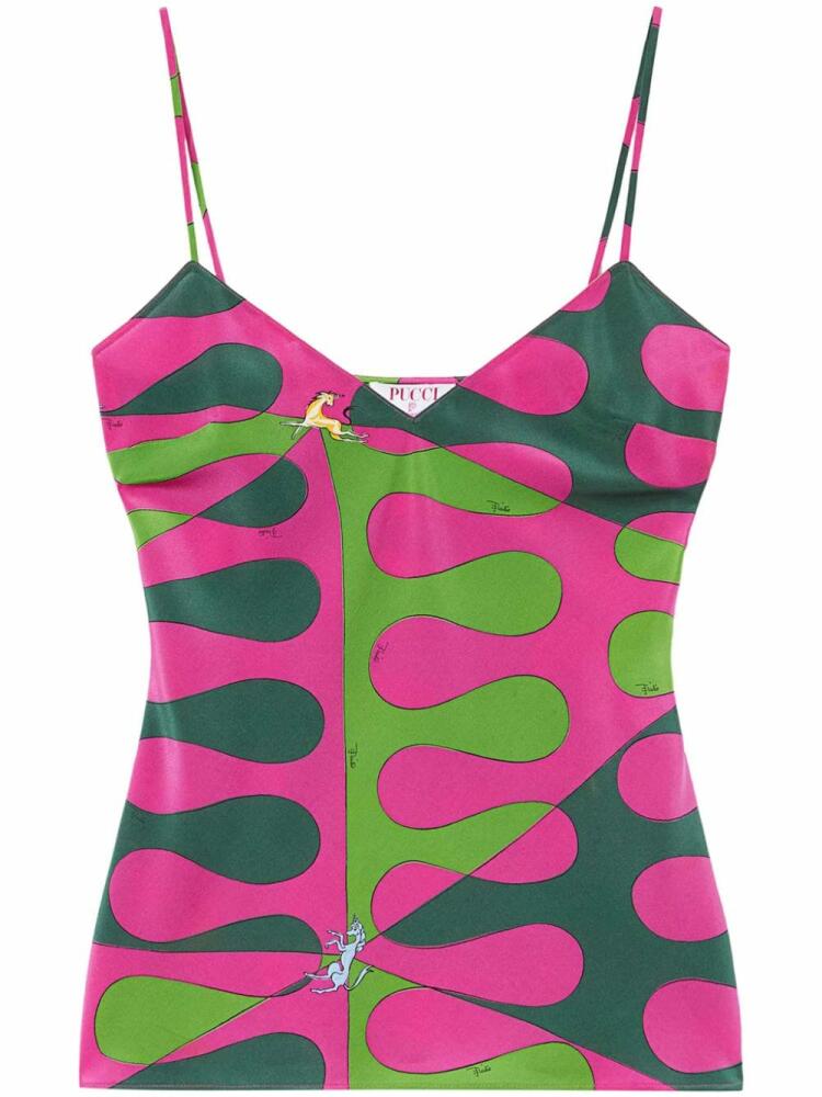 PUCCI abstract print silk camisole-top - Green Cover